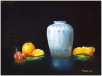 Blue Vase w Oranges 12x16