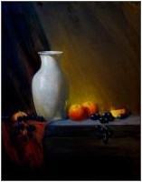 Vase w Oranges and Grapes